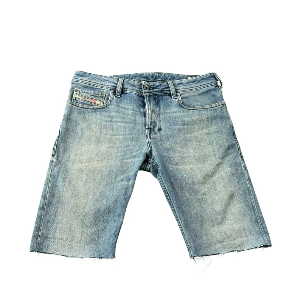 Diesel Zathan Stonewashed Blue Cutoff Denim Shorts Mens 30 Made in Italy